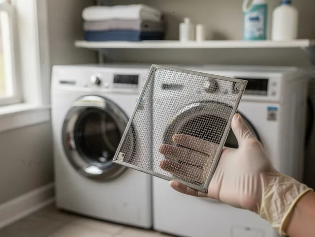 Laguna Beach Dryer Vent Cleaning specialist performing detailed lint trap cleaning service in Laguna Beach
