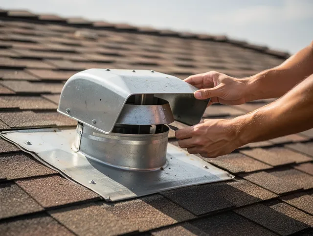 Laguna Beach Dryer Vent Cleaning certified technician safely cleaning a roof-mounted dryer vent in Laguna Beach