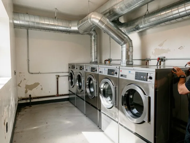 Laguna Beach Dryer Vent Cleaning team performing large-scale commercial dryer vent cleaning in Laguna Beach